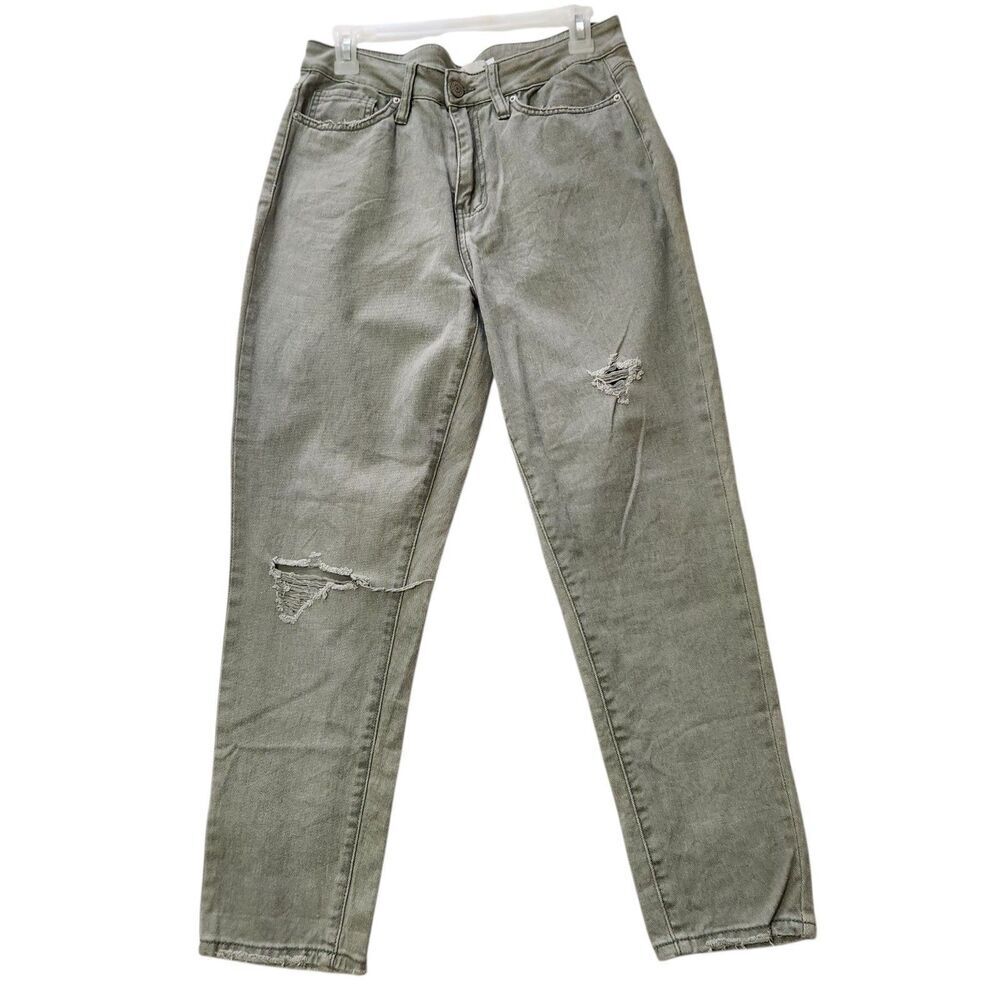 YMI  jeans for Women's Size 11/30 Mom Fit Light Green Color Distressed Style
